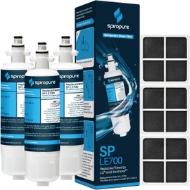 SpiroPure SP-LE700 NSF Certified Refrigerator Water Filter & SP-LE120 Fresh Air Filter Replacement for LT700P & LT120F, 9690, ADQ36006101, 46-9690, ADQ36006102, LT700PC (6 Pack; 3/ea.)