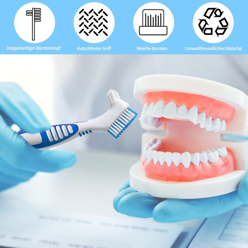 Pack of 8 Denture Brushes, Double Head Cleaning Brushes for