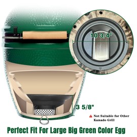 KAMaster 2 in 1 Cast Iron Ash Can for Large Big Green Egg, With Stainless Steel Slid Out Ash Drawer, Foldable Handle