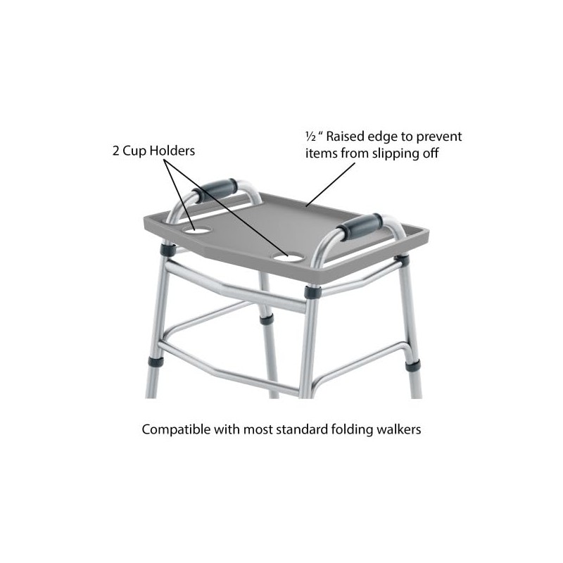 Walker Tray Table with 2 Cup Holders - Universal Trays