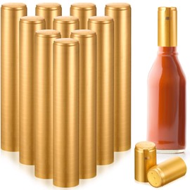 Zonon 200 Pieces PVC Heat Shrink Capsules Hot Sauce Bottles 28 x 50mm Wine Woozy Bottles Capsules Shrink Caps,5oz 10oz(Gold)