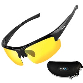 FLEX V1 Polarized Night Driving Glasses for Men and Women, Anti-glare yellow lens for Cloudy Day or Night Time Driving.Tough TR90 Frame.