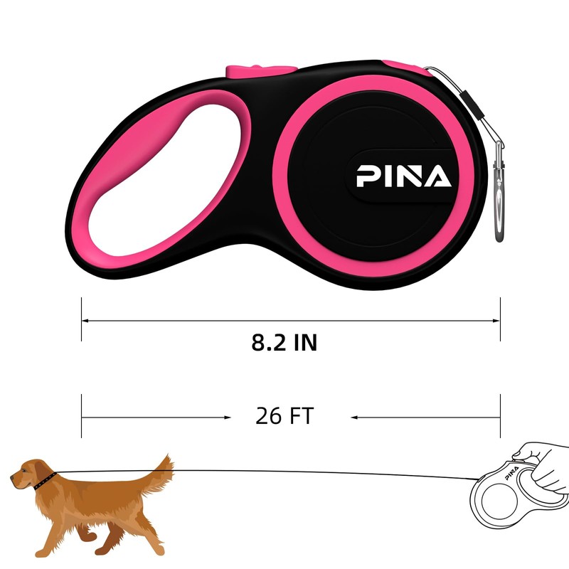 PINA Retractable Dog Leash, 26ft Dog Leash for Small Medium