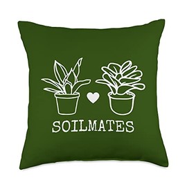 Happy Valentine's Day Tees and Valentine Gifts Soil Mates, Valentines Day Plant Throw Pillow, 18x18, Multicolor