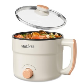 Stariver 1.5L Electric Hot Pot - Mini Portable Electric Pot, Non-Stick Noodle Cooker for Ramen, Soup, Pasta, Egg, Oatmeal - Overheat & Boil-Dry Protection - Ideal for Dorm, Office, Travel Gift