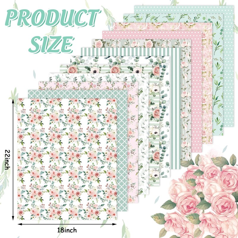 Whaline 12Pcs Spring Cotton Fabric Bundles 18 x 22 Inch