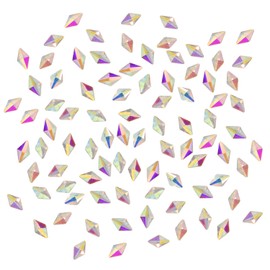 "Honbay 100PCS 6x10mm Crystal AB Flat Back Rhinestones Super Shiny Rhombus Gems for Nail Art, DIY Crafts, Phone, Clothes, Shoes and More"