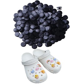 100PCS Clear Buttons, Plastic Shoe Buckles, DIY Shoes Backs Charms Accessories (Black)