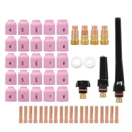 Timunr 58PCS TIG Welding Torch Repair Kit – Stubby Gas Lens, Alumina Nozzles, for WP-9/20/25 – Welding Nozzle and Collet Set