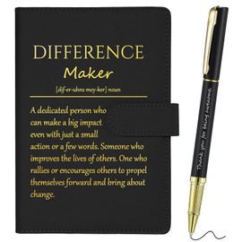 Sinmoe Employee Appreciation Gift Leather Notebook and Pen Set Inspirational Stationery Gift Set for Women Employee Volunteer Team Colleague Coworker Men Teacher Office (Black,Awesome)