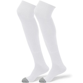 ShinyMatch High Football Socks Multiple Sizes over the Knee Baseball Socks Extra Long for Youth Women and Men(M,Gray and White)