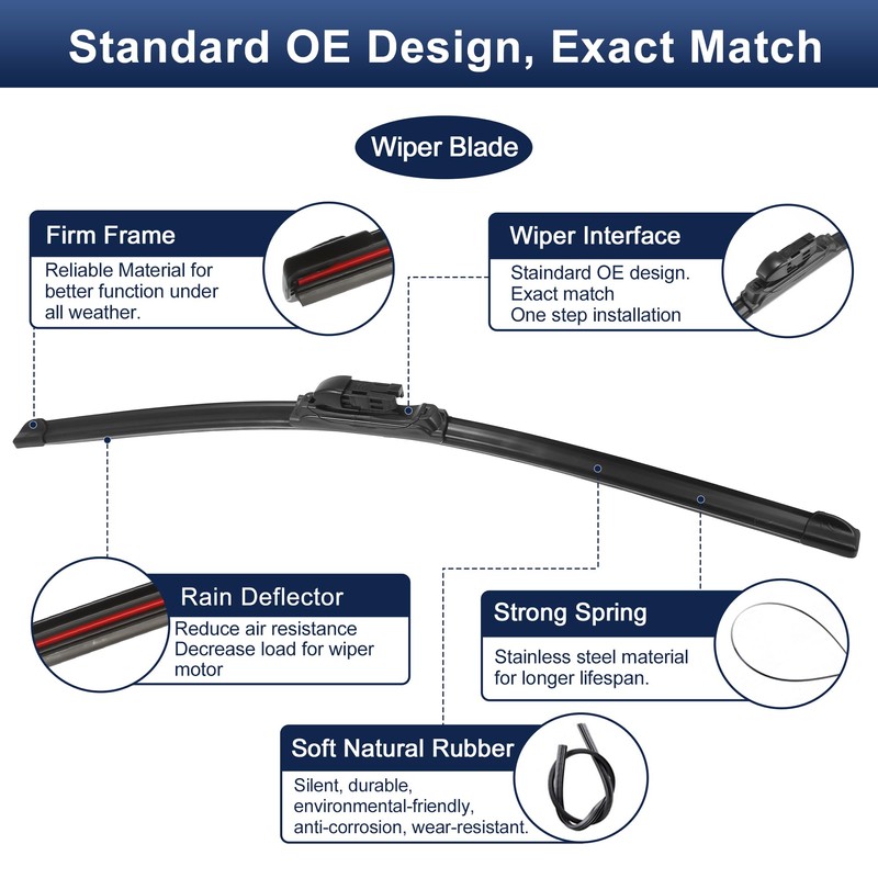 X AUTOHAUX 1 Pair 25"+22" Front Windshield Wiper Blade for