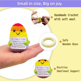 Lowealuk Positive Crochet Gift Set - Inspirational Gift for Coworkers Friends, Employee Appreciation Gifts, Emotional Support Crochet Veggies &Fruits, Encouragement Gift (8pcs)