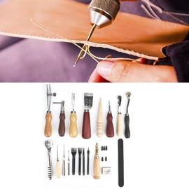 Gugxiom 19PCS Leather Working Tools, Leather Tools for Leather Craft Processing, Leather Carving Tools for Beginners, for DIY, Handmade Crafts