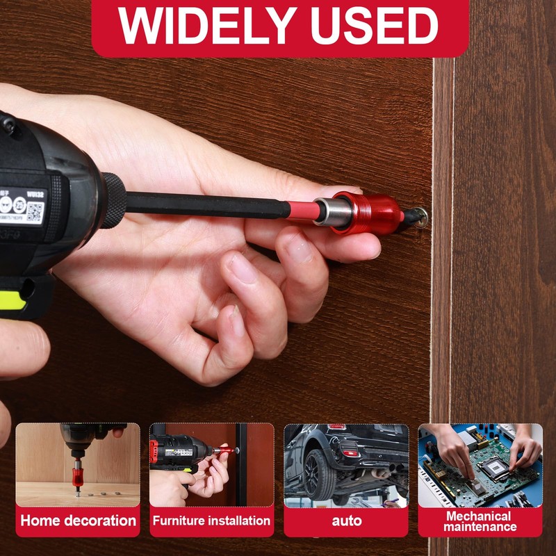 Geinxurn 4PCS Impact Screwdriver Bit Holder Set, Magnetic Extension Quick-Change