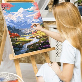 EFOTIML Paint by Numbers Kit for Adults Beginners & Kids Ages 8-12,1 Pack 16x20 inches Canva for Painting Kits for Adults in Colorful Box(Without Frame)- Snow Mountains and Long Rivers