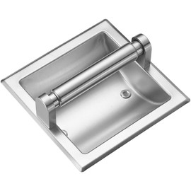 LSWYYP Recessed Toilet Paper Holder,Stainless Steel Square Wall Mounted Toilet Tissue Roll Holder,Toilet Paper Holder Insert for Bathroom Accessories,Brushed Silver