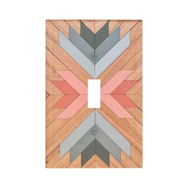 Wpshijia Rustic Aztec Geometric Wood Grain Modern 1 Gang Artistic Light Switch Covers Single Toggle Wall Plate Decorative Switchcover Electrical Switchplate for Farmhouse Bathroom Bedroom Decor