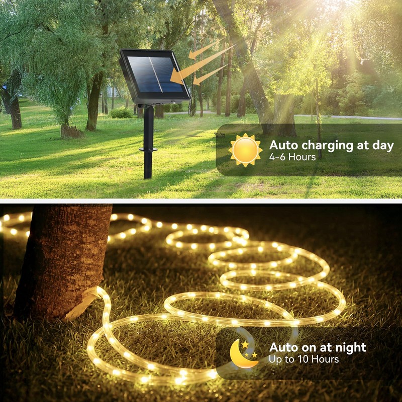 YULIANG Solar Rope Lights,66FT 200LED Solar String Lights Outdoor Waterproof