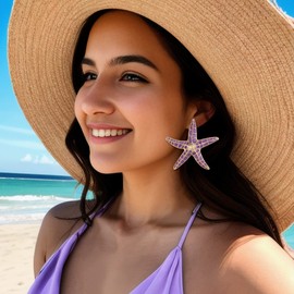 EVER FAITH Starfish Earrings Enamel for Women Beach Ocean Sea Star Fish Summer Jewelry Gifts for Ocean Lovers, Enamel, No Gemstone