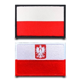 Pack of 2 Poland Flag Patch Embroidery Tactical Military Poland Patch with Nylon Airsoft Patch for Backpacks Tactical Clothing Bags Badge Embroidery Tapes Jacket