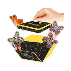 UYRVAPE Happy Birthday Gift Box, DIY, Butterfly Explosion Gift Box, DIY Happy Birthday, Surprise Money Gift Box for Friends, Children, Adults (15 x 14.8 x 12.5 cm)