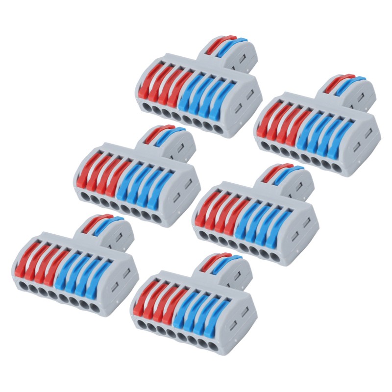 6PCS 2 in 8 Out Terminal Blocks 8 Way Butt