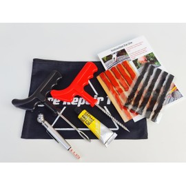 MAXKITS Tyre Puncture Repair Kit for Bike, Car, Motorcycle, Van, Tubeless, Brown/Black Strips