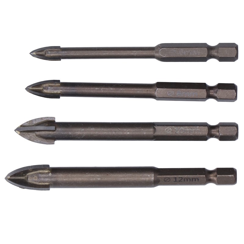 5Pcs Cross Tile Drill Bit Carbide Hex Shank Drills Bits