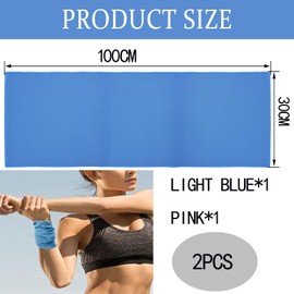 EXQUIMA 2 Cooling Towel (100x30 Cm) Ice Towel for Neck,Packs Instant Cold Sensation, Rapid Cooling,Quick Drying, Ideal for Outdoor Sports, Hiking, Perfect for Athletes, Fitness Enthusiasts