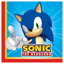 Procos - Decorazione per compleanno Sonic, 52 pezzi, piatti, bicchieri e tovaglioli di carta per feste di compleanno per bambini, articoli per la tavola