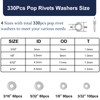 ZQZ 970Pcs Aluminum Pop Rivets with Washer Assortment Kit, 14