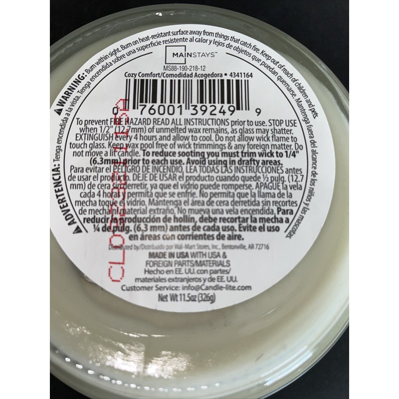 Mainstays 2 Mainstays COZY COMFORT 3 Wick Jar Candle 11.5
