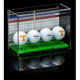 Better Display Cases Clear Acrylic Four(4) Golf Ball Display Case with Black Back and Turf Floor (A045C-TB)
