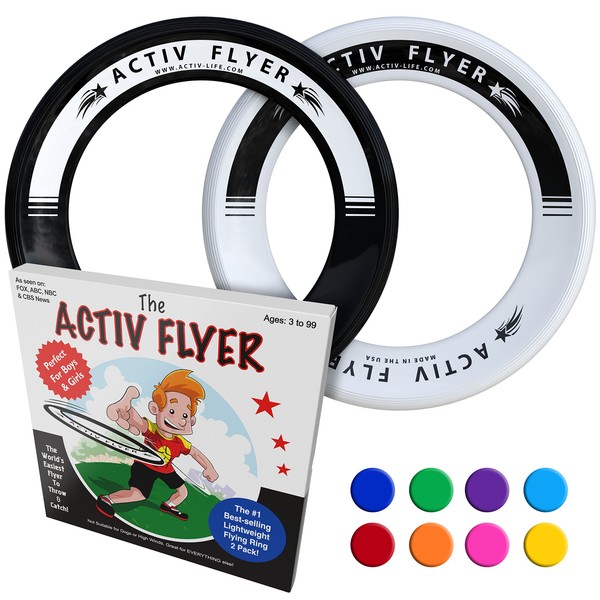 Active Life Best Kid's Frisbee Rings [Black/White] 2 Pack - Summer Beach Gear Items and Swimming Pool Toys - Water Games Sand Lawn Fun Stuff - Outdoor Toddler & Outside Family Essentials