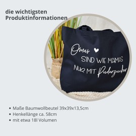 großer Baumwollbeutel - "Omas sind wie Mamas nur mit Puderzucker" | personalisiertes Geschenk der Enkel | Geschenkidee Lieblingsoma Shopper Tasche