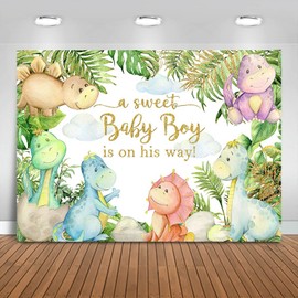 Fitumiw Dinosaur Baby Shower Backdrop 7x5ft Baby Dinosaur It's a Boy Baby Shower Background Party Decorations Cartoon Dino Theme Banner Photo Booth Props