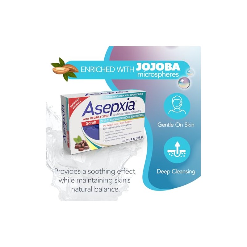 Asepxia Acne Treatment Scrub Cleansing Bar Soap | Removes pore-clogging