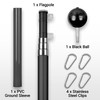 G128 16Ft Telescoping Aluminum Black Flagpole | In Ground Heavy