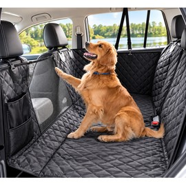Dog Car Seat Cover for Back Seat – Waterproof Polyester Hammock with Mesh Window, Anti-Slip & Scratch-Resistant Design
