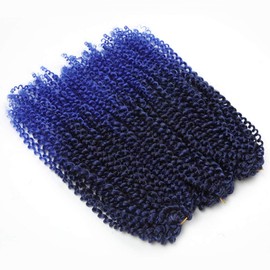 3pcs/pack Kinky Curl 12Inch Afro Kinky Twist Hair blue color Soft Synthetic Crochet Braiding Hair Extention (12inch Tblue)