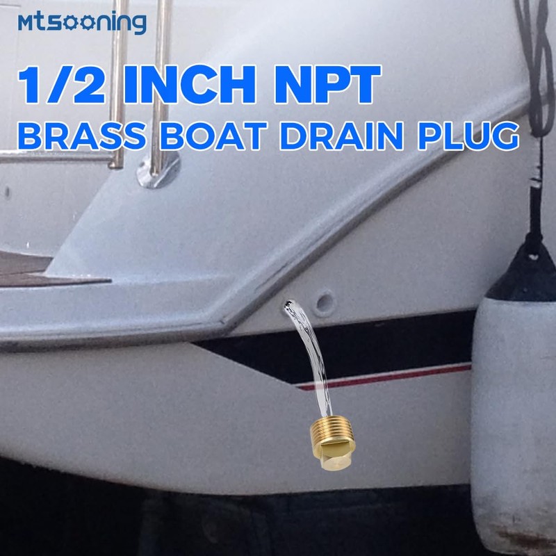 Mtsooning 5PCS 1/2 Inch NPT Solid Brass Boat Drain Plugs,