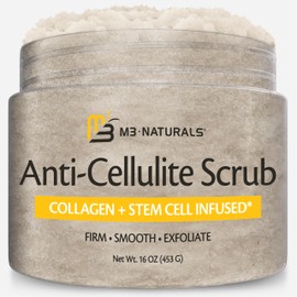 Anti-Cellulite Body Scrub for Skin Tightening, Firming, Moisturizing & Smoothing, Exfoliating Formula for Legs, Glutes, Hands & Feet with Stem Cells, Collagen, Coconut & Jojoba Oil, 16oz - M3