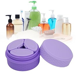 ZJchao Juego de Tarros de Crema de Viaje de Silicona, Dispensadores a Prueba de Fugas de 3 Pcs, Morado Reciclado Multifunción Fácil de Limpiar para Viajes
