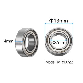 sourcing map Pack of 10 MR137ZZ deep groove ball bearings, 7 x 13 x 4 mm, chrome steel, miniature ball bearings, double shielded precision bearings, P6 (ABEC 3)