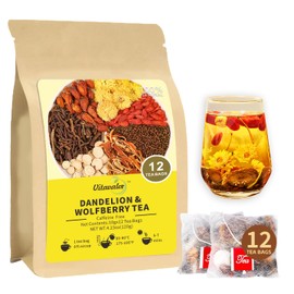 Vitavalor Natural Herbal Tea, 7 Ingredients, Dandelion Root, Wolfberry & Chrysanthemum Blend, Caffeine-Free, Non-GMO, 12 bags