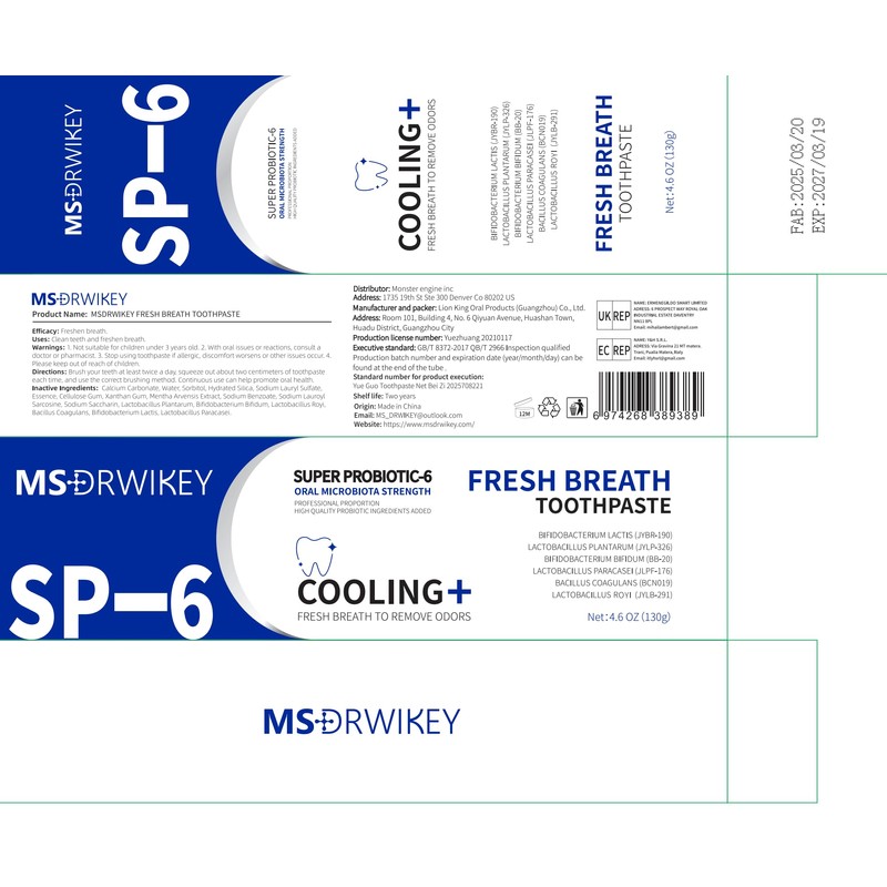 MSDRWIKEY Cooling Breath Freshening Toothpaste & Popping 7-Pro Intense Whitening