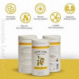 Avocado Leaf Tea Lemon Blend 2 Pack | Naturally caffeine-free | Healthy Herbal Tea | Immune Booster | Cold Brew or Hot Tea | 30 Tea Bags - 60 Servings (Gluten Free, & Non-GMO)