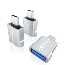 TRANLIKS USB to USB C Adapter, OTG Adapter from USB 3.0 Female to USB C Male for Fast Charging and High-Speed Data Transfer - Pack of 3, Silver