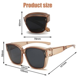 DAVBNM Polarised Sunglasses Over Glasses Sunglasses Women Men, Fit Over Sunglassess, Lightweight Folding Sunglassess for Driving UV Protection Men and Women, UV400 Protection